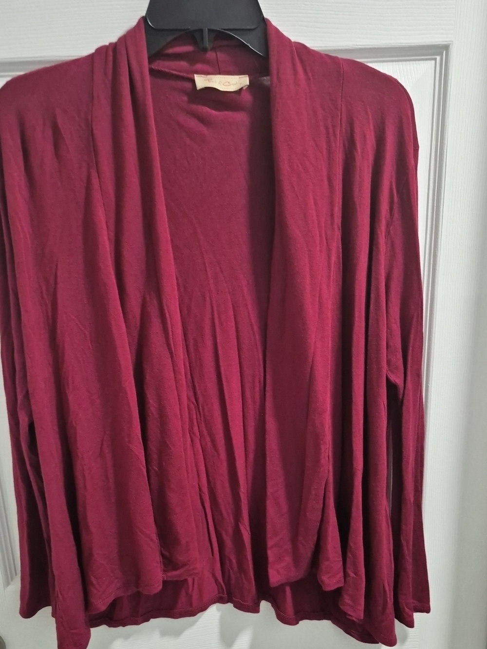 Open-Front Draped Cardigan Sweater - Wine